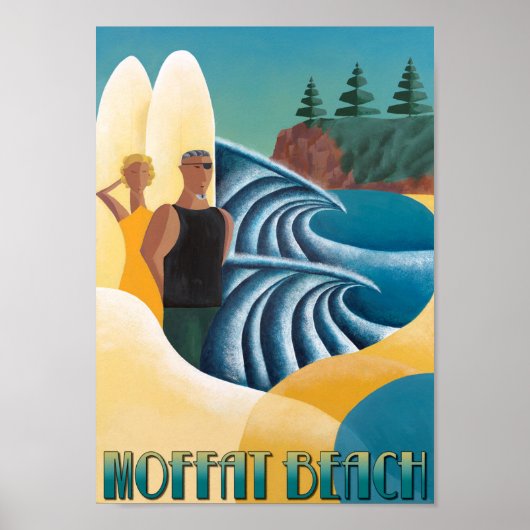 Poster - Art Deco Poster Moffat Beach 2 (Vorne)