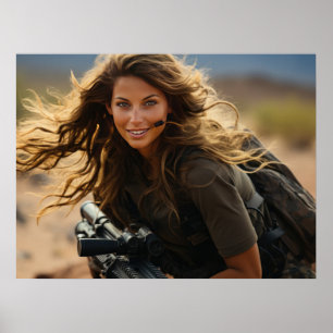 Poster Art Frau Soldier