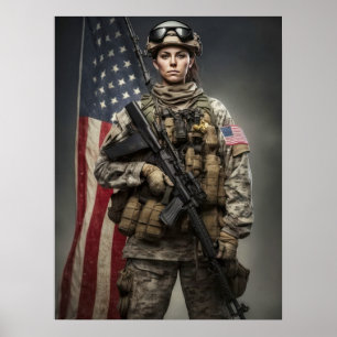 Poster Art Frau Soldier
