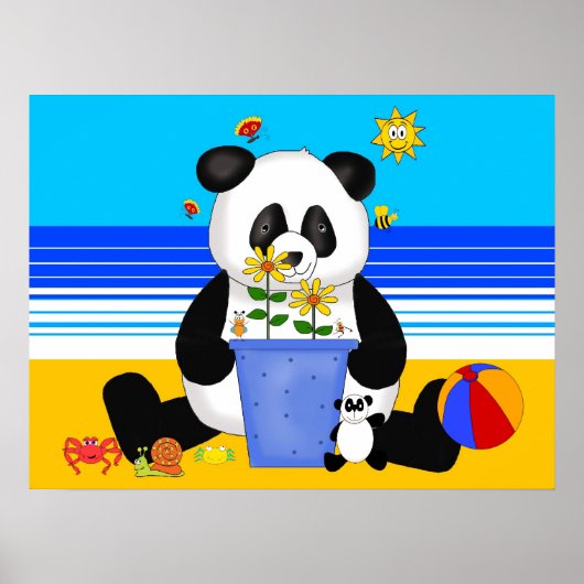Poster Art Kid's Panda am Strand (Vorne)