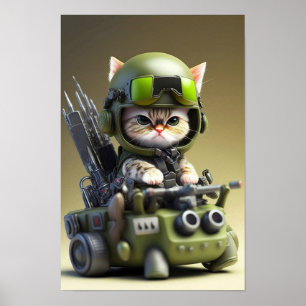 Poster Art Military Cat