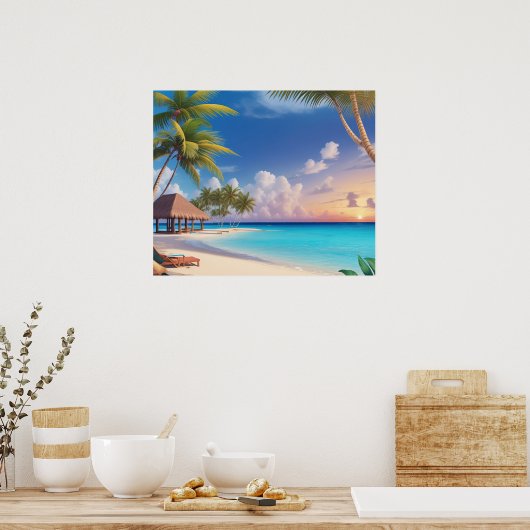 Poster Art Ocean Beach Szene (Küche)