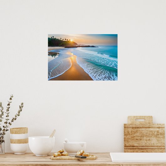 Poster Art Ocean Beach Szene (Küche)