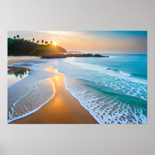 Poster Art Ocean Beach Szene