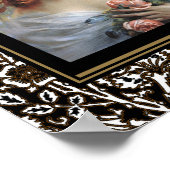 Poster Art Vintage Dame mit rosa Rosen (Ecke)