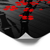 Poster Asian Red Schwarz-weiß Bamboo Floral 4 (Ecke)