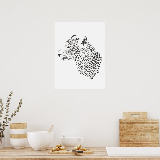 Poster aus schwarzem und weißem Leopard (Küche)