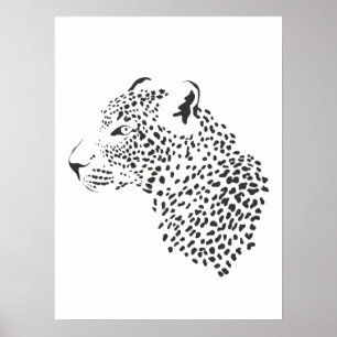 Poster aus schwarzem und weißem Leopard