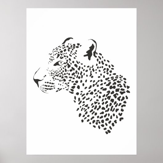 Poster aus schwarzem und weißem Leopard (Vorne)
