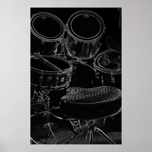 Poster B/W Drumset 1 (Vorne)