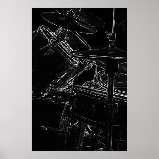 Poster B/W Drumset 2 (Vorne)