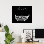 Poster- B&W Relax X-Ray Skeleton Bath Time Poster (Heimbüro)