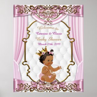 Poster Baby Shower Girl, Princess, pink, 16x20