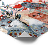 Poster Babydusche rot und blau mit Tieren (Ecke)