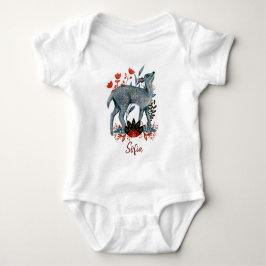 Poster Babydusche rot und blau mit Tieren Baby Strampler