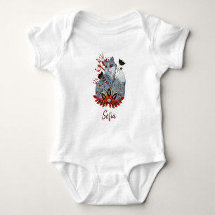 Poster Babydusche rot und blau mit Tieren Baby Strampler