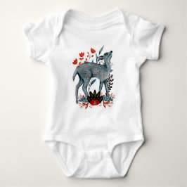 Poster Babydusche rot und blau mit Tieren Baby Strampler