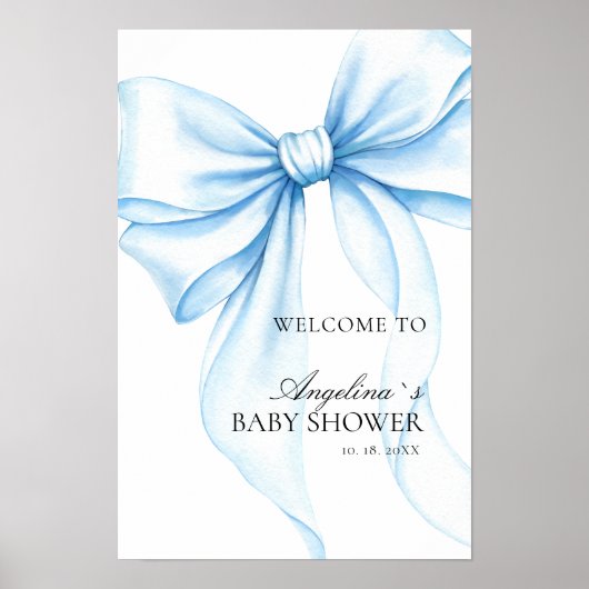 Poster Babyparty mit zarter Schleife. (Vorne)
