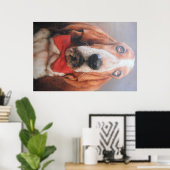 Poster Basset Hound mit Red Bow Krawatte (Heimbüro)