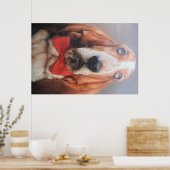 Poster Basset Hound mit Red Bow Krawatte (Küche)