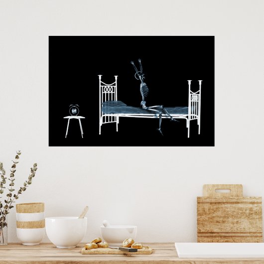 Poster - Bedtime X-Ray Skeleton Black Blue (Küche)