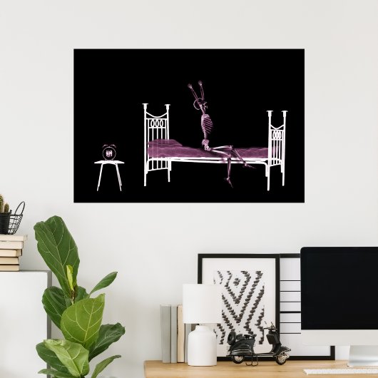 Poster - Bedtime X-Ray Skeleton Black Pink (Heimbüro)