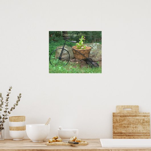 Poster Bicycle Pink Blume in Basket (Küche)