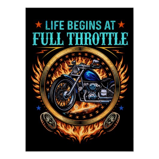 Poster Biker, Life Begins At Full Throttle (Vorderseite)