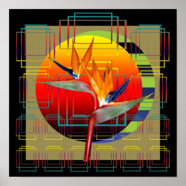 Poster | Bird of Paradise Blume Sunset Geometric