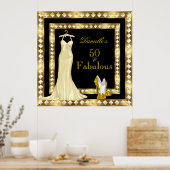 Poster Birthday Gold Black High Heel Kleid (Küche)