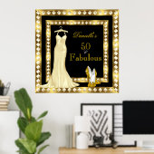 Poster Birthday Gold Black High Heel Kleid (Heimbüro)
