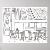 Poster Black and White Paris Café (Vorne)