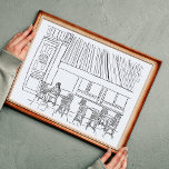 Poster Black and White Paris Café<br><div class="desc">Einzigartige,  von Hand gezeichnet Pariser Kaffeemaschine. Spielvolle Kunstdrucke für Ihre Zuhause!</div>