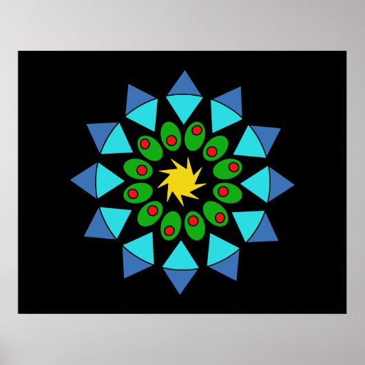 Poster - Blau und Grün Mandala (Vorne)