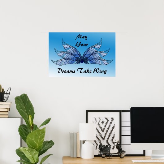 Poster - Blaue Träume erheben sich (Heimbüro)