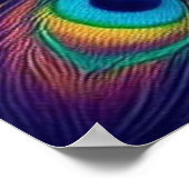 Poster - Blauer Pfau, Federn (Ecke)