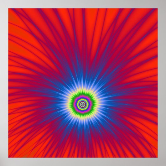 Poster Blue Explosion auf Rot (Vorne)