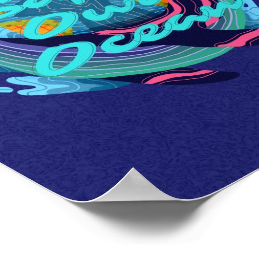 Poster Blue Minimalistisch schützt unseren Ozean (Ecke)