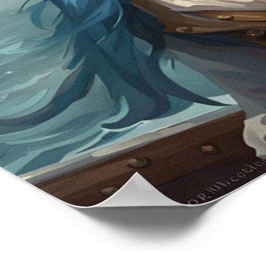 Poster - Blue Nautical Pirate Button-Up Girl AI Im (Ecke)