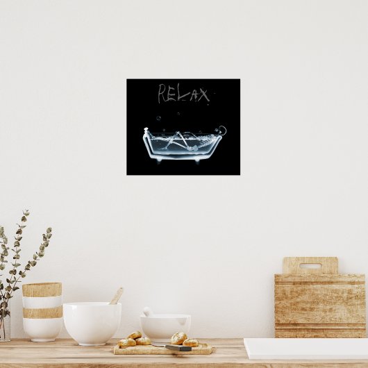 Poster- Blue Relax X-Ray Skeleton Bath Time Poster (Küche)