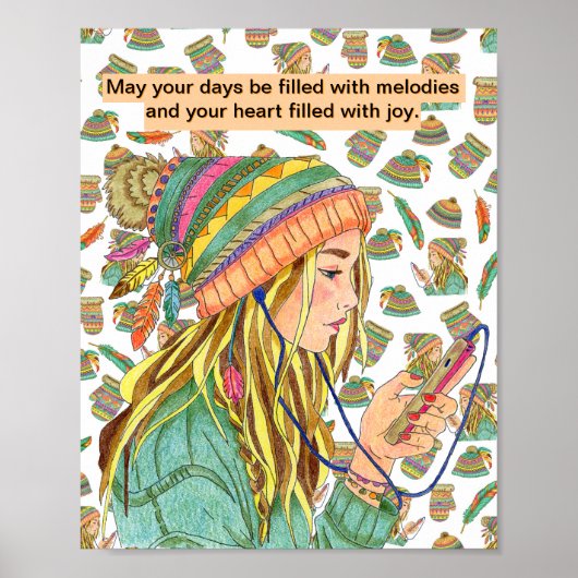 Poster Boho Hat Girl (Vorne)