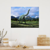 Poster ~ Brachiosaurus Dinosaurier auf der Wiese (Küche)