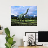Poster ~ Brachiosaurus Dinosaurier auf der Wiese (Heimbüro)
