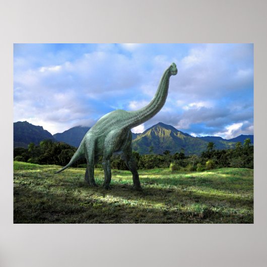 Poster ~ Brachiosaurus Dinosaurier auf der Wiese (Vorne)