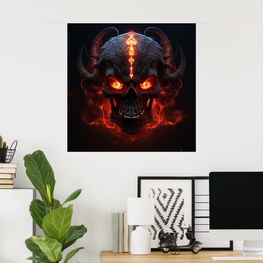 Poster Burning Skull Inferno (Heimbüro)