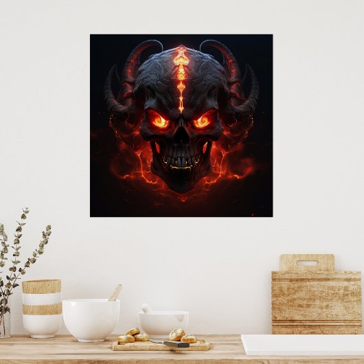 Poster Burning Skull Inferno (Küche)