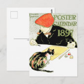 Poster Calendar - Edward Penfield - Vintage Katzen Postkarte (Vorne/Hinten)