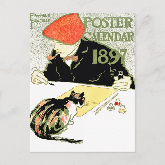 Poster Calendar - Edward Penfield - Vintage Katzen Postkarte (Vorderseite)