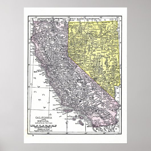Poster: California and Nevada map, 1921 Poster (Vorne)