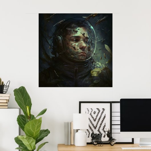 Poster casque spatial (Heimbüro)